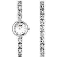 Limit Ladies Silver Plated Stone Set Watch and Bracelet Set