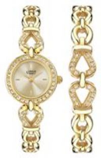 Limit Ladies' Gold Plated Stone Set Watch and Bracelet Set