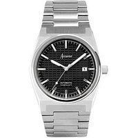 Accurist Origin Mens 41mm Automatic Watch in Black with Analogue Date Display, and Silver Stainless Steel Strap 70020