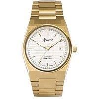 Accurist Origin Mens 41mm Automatic Watch in White with Analogue Date Display, and Gold Stainless Steel Strap 70021