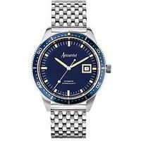 Accurist Dive Mens 42mm Automatic Watch in Blue with Analogue Date Display, and Silver Stainless Steel Strap 72006