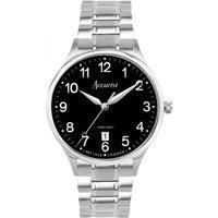 Accurist Mens Classic 37mm Quartz Watch in Black with Analogue Display, and Stainless Steel Bracelet 73002