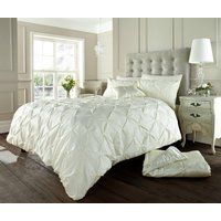 Smart Living Polycotton Pintuck Duvet Cover With Pillowcases in Cream | Size: Single