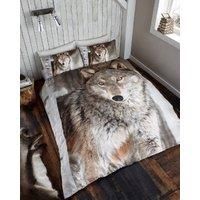 Gaveno Cavailia WILDLIFE 3D Wolf Duvet Bed Set with Duvet Cover and Pillow Case, Polyester-Cotton, Multi-Colour, King