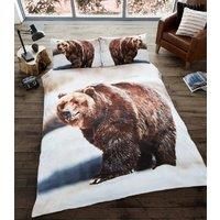 Gaveno Cavailia WILDLIFE 3D BEAR Bed Set with Duvet Cover and Pillow Case, Polyester-Cotton, Multi, Double