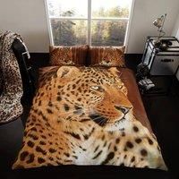 Gaveno Cavailia WILDLIFE 3D LEOPARD Bed Set with Duvet Cover and Pillow Case, Polyester-Cotton, Multi-Colour, King