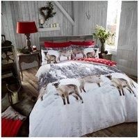 Snows Reindeer Stag Blocks Flannelette Thermal Double Bed Duvet Quilt Cover Set