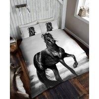 Gaveno Cavailia 3D WILDLIFE BLACK HORSE Bed Set with Duvet Cover and Pillow Case, Polyester-Cotton, Multi, King