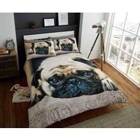 GC GAVENO CAVAILIA Wildlife 3D Duvet Cover, Animal, Polycotton Quilt Bed Set, Polyester-Cotton, Sweet Pug, King