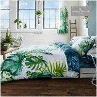 Tropical Leaf Luxury Reversible Duvet Quilt Cover Bedding Bed Linen Set - Green