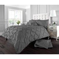Pintuck Duvet Quilt Cover Sets Single Double Super King Bed Size Button Closure