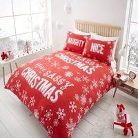 Printed Polycotton Christmas Duvet Cover With Pillowcases