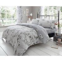 Gaveno Cavailia Luxury BIRDIE BLOSSOM Bed Set with Duvet Cover and Pillow Case, Polyester-Cotton, Grey, Single