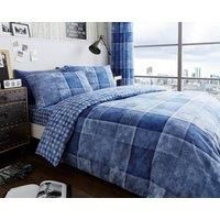 GC GAVENO CAVAILIA Checkered Duvet Cover, Warm & Cosy Checked Bedding Sets King Size With Pillow Cases, Blue