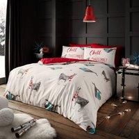 Printed Polycotton Christmas Duvet Cover With Pillowcases