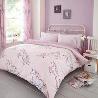 Gaveno Cavailia Luxurious STAR UNICORN Bed Set with Duvet Cover and Pillow Cases, Polyester-Cotton, Pink, Double, 11160328