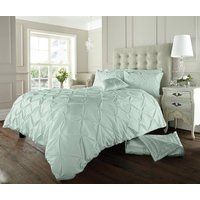 Smart Living Polycotton Pintuck Duvet Cover With Pillowcases in Duck Egg Blue | Size: Single