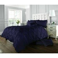 GC GAVENO CAVAILIA Luxury Pintuck Duvet Cover Single, Polycotton Pinch Pleat Bedding Sets, Washable Quilt Covers With Pillow Case Navy