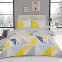 GC GAVENO CAVAILIA Premium Geometric Shapes Quilt Duvet Cover and Pillow Cases, Easy Care Reversible Bedding Set, Mila, Single Size, Ochre/Grey