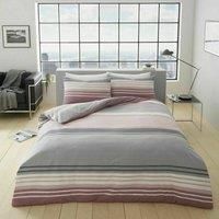 GC GAVENO CAVAILIA Striped Duvet Cover Set, Soft & Cosy Bedding Double Bed Set, Washable Bed Covers, Blush Pink