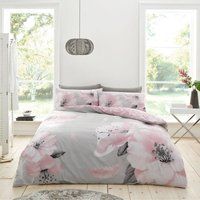Smart Living Printed Polycotton AVA Duvet Cover With Pillowcases in Pink | Size: Single