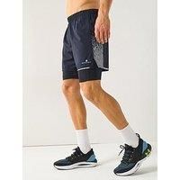 Ronhill Running, Men/'s Tech Reflect 5" Twin Short, Black/Reflect, S