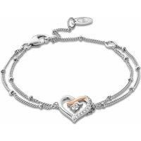 Forever Yours Sterling Silver Kiss Double-Chain Bracelet with Topaz