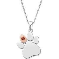 Clogau Paw Prints Sterling Silver Birthstone Pendant for January with Red Garnet Standard