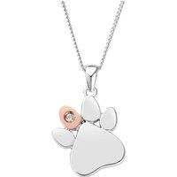 Paw Prints Sterling Silver Birthstone Pendant for April with Zircon