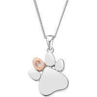 Paw Prints Sterling Silver Birthstone Pendant for June with Moonstone