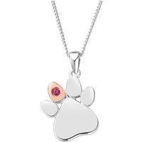 Clogau Paw Prints Sterling Silver Birthstone Pendant for July with Ruby Standard