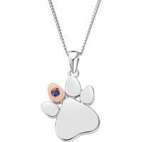 Clogau Paw Prints Sterling Silver Birthstone Pendant for September with Sapphire Standard