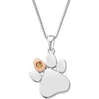 Clogau Paw Prints Sterling Silver Birthstone Pendant for November with Citrine Standard