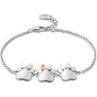 Clogau Paw Prints on My Heart Silver Triple Paw Bracelet Standard