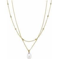 Clogau Women's Nature's Wonder 9ct Solid Gold Beachcomber Layered Necklace with Pearl in Metallics
