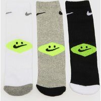 Nike black & white kids smiley crew socks 6 pack
