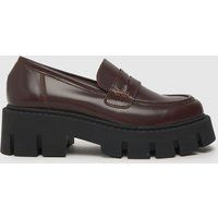 schuh lauren chunky leather loafer flat shoes in burgundy