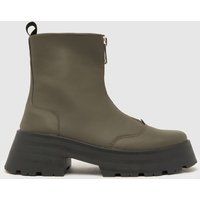 schuh arnold chunky zip front boots in khaki