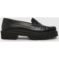 schuh lionel chunky leather loafer flat shoes in black