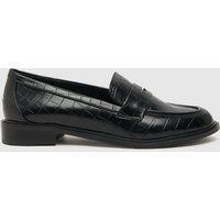 schuh lexa croc loafer flat shoes in black