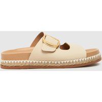 schuh Tish Buckle Footbed Sandals in Off-White