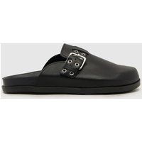 schuh tabbie leather closed toe mule sandals in black