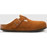 BIRKENSTOCK boston shearling clog sandals in brown