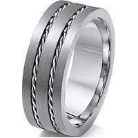The Love Collection Titanium Rope Patterned Edge 8Mm Mens Ring