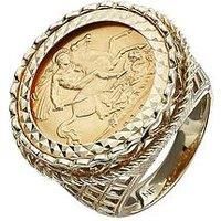 The Love Collection 9 Carat Yellow Gold Half Sovereign Mens Ring