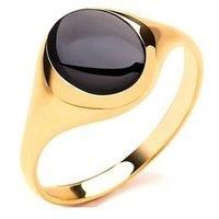 The Love Collection 9Ct Gold Round Onyx Signet Ring