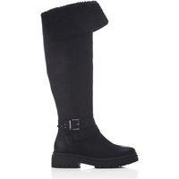Moda In Pelle Women's Indiie Black Nubuck Block Heeled Over the Knee Boots