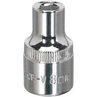 Sealey WallDrive Socket 8mm 1/2"Sq Drive Fully Polished - SP1208