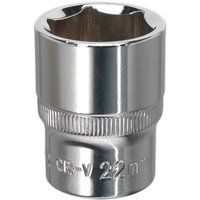 Sealey Premier WallDriveÂ® Socket 22mm 1/2"Sq Drive Fully Polished