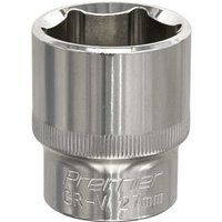 Sealey Premier WallDriveÂ® Socket 27mm 1/2"Sq Drive Fully Polished